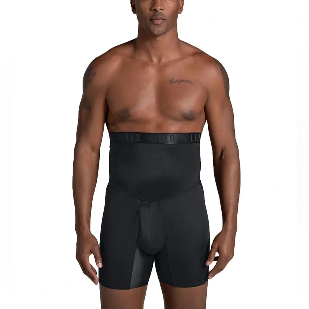 NWOT Leonisa LEO Men's High-Waisted Shaper Boxer Brief in Black Size S
